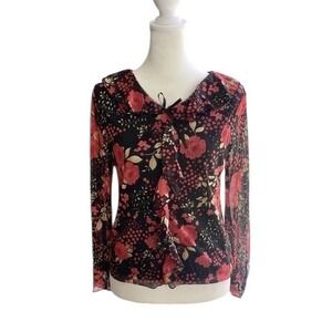 Vintage‎ Great Escape Y2K Floral Ruffle Top Blouse Fairycore Romantic Feminine